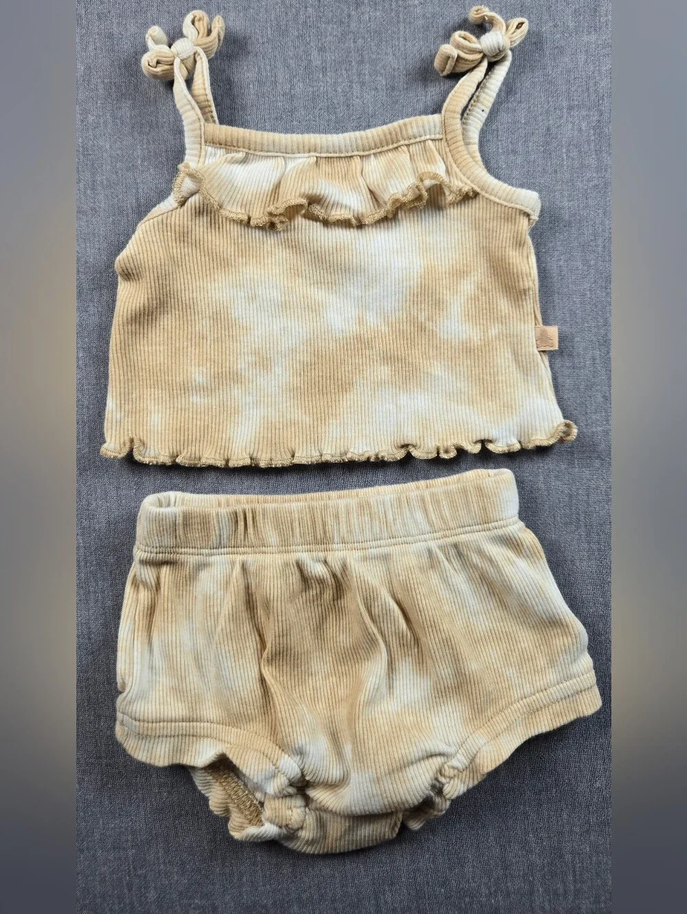 GAP Kids Cream & Pale Yellow Ribbed Tie-Dye Tank and Shorts Set